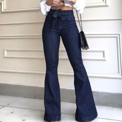 Pantalones vaqueros de mujer, de color liso, de cintura alta, acampanados, con cremallera, bolsillos planos, ropa de calle, ajustados, con botones y cinturón ligeramente elástico
