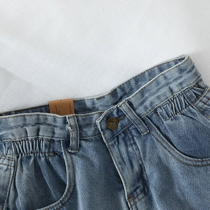 Zmzbch verão cintura alta denim shorts feminino casual solto senhoras moda plus size cintura elástica perna larga calças de brim curtas feminino