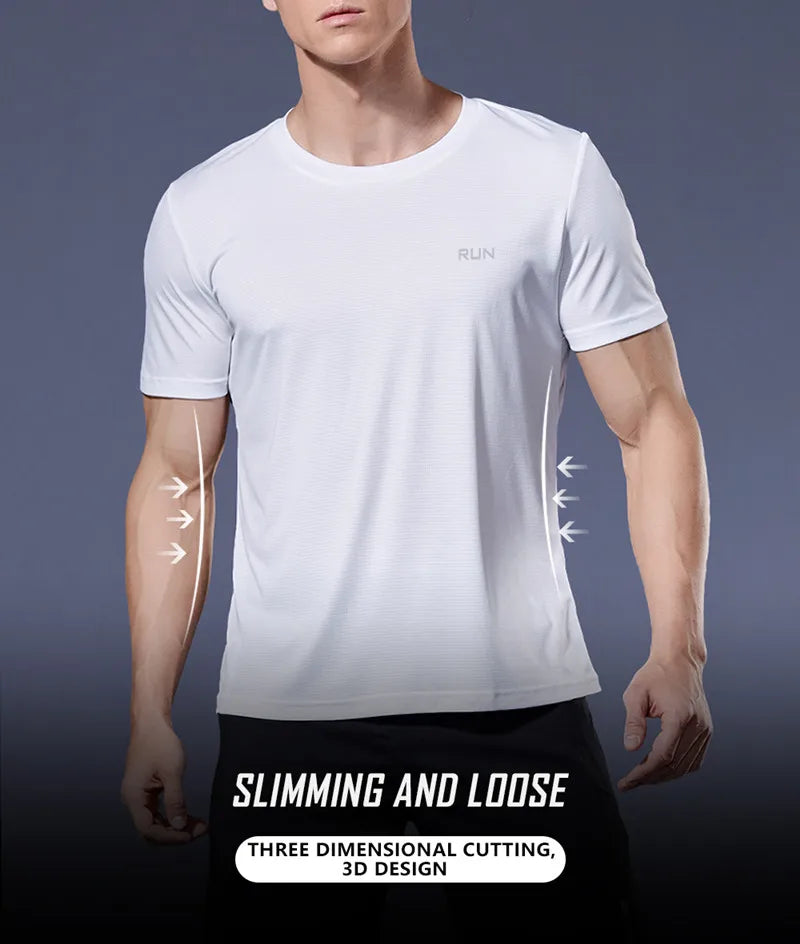 Long and Short-Sleeved T-Shirt Fitness Sports Tops Morning Running Ice Silk Quick Dry Outdoor Mountaineering Gym Clothing Men