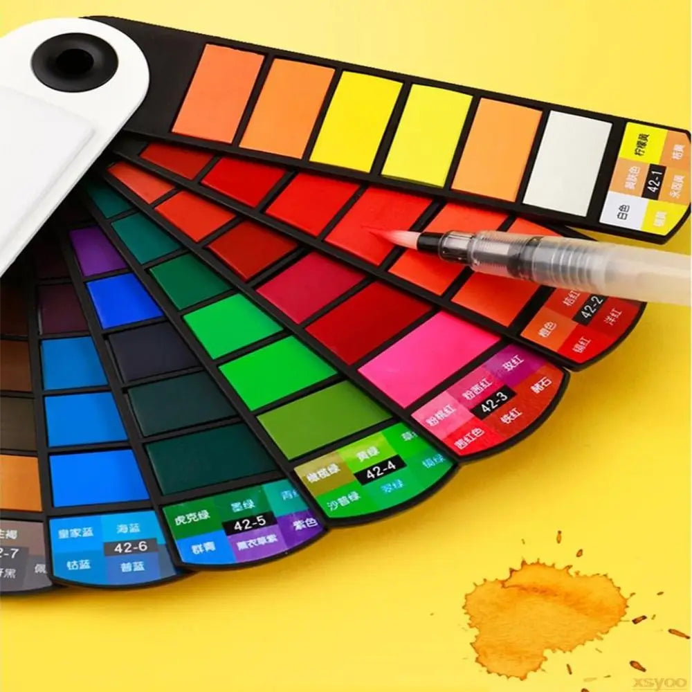 18/24/36/42 Colors Solid Watercolor Paint Set Professional Folding Water Color Pigment Brush Pen for School Art Supplies