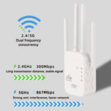 Repetidor WiFi de 300 Mbps, extensor WiFi inalámbrico, amplificador WiFi de 4 antenas, 5G, 2,4G, red de doble banda, enrutador de señal de largo alcance