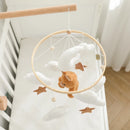 Baby Crib Mobile Rattle Toy Wooden Bed Bell Mobile Hanging Teddy Velvet Bear Doll Toy Newborn Music Box Crib Mobile Bracket Gift