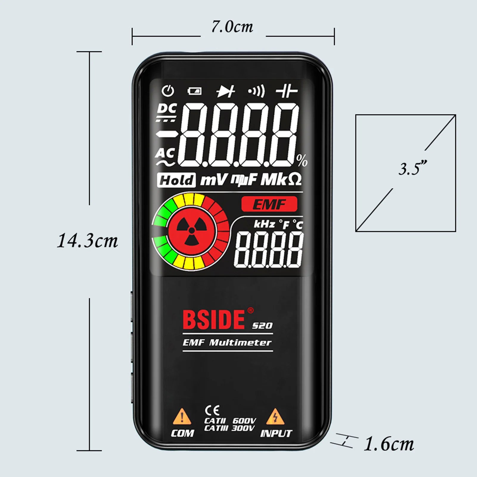 Multímetro EMF inteligente BSIDE S20/A10/A1, 9999 cuentas, recargable, monitor de radiación, voltímetro CA/CC, ohmímetro, prueba