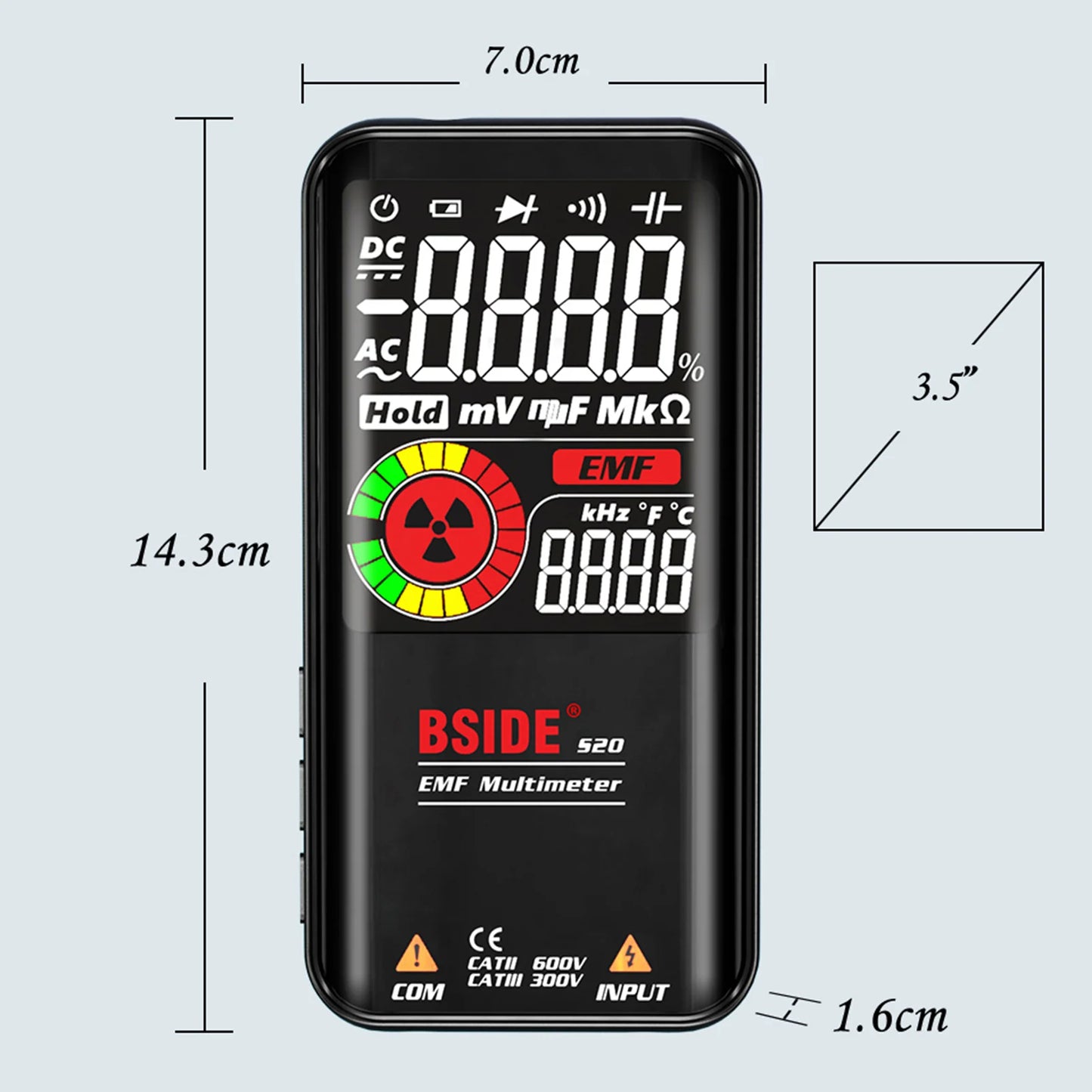 BSIDE S20/A10/A1 Intelligent EMF Multimeter 9999 Counts Rechargeable Meter Radiation Monitor AC/DC Voltmeter Ohmmeter Test