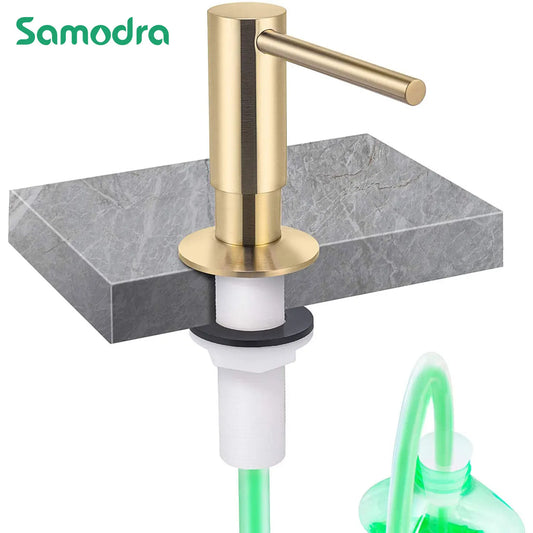 Samodra Brass Liquid Soap Dispenser Extension Tube Kit For Kitchen Accessories Bathroom Metal Built-In Gold Detergent Dispensers