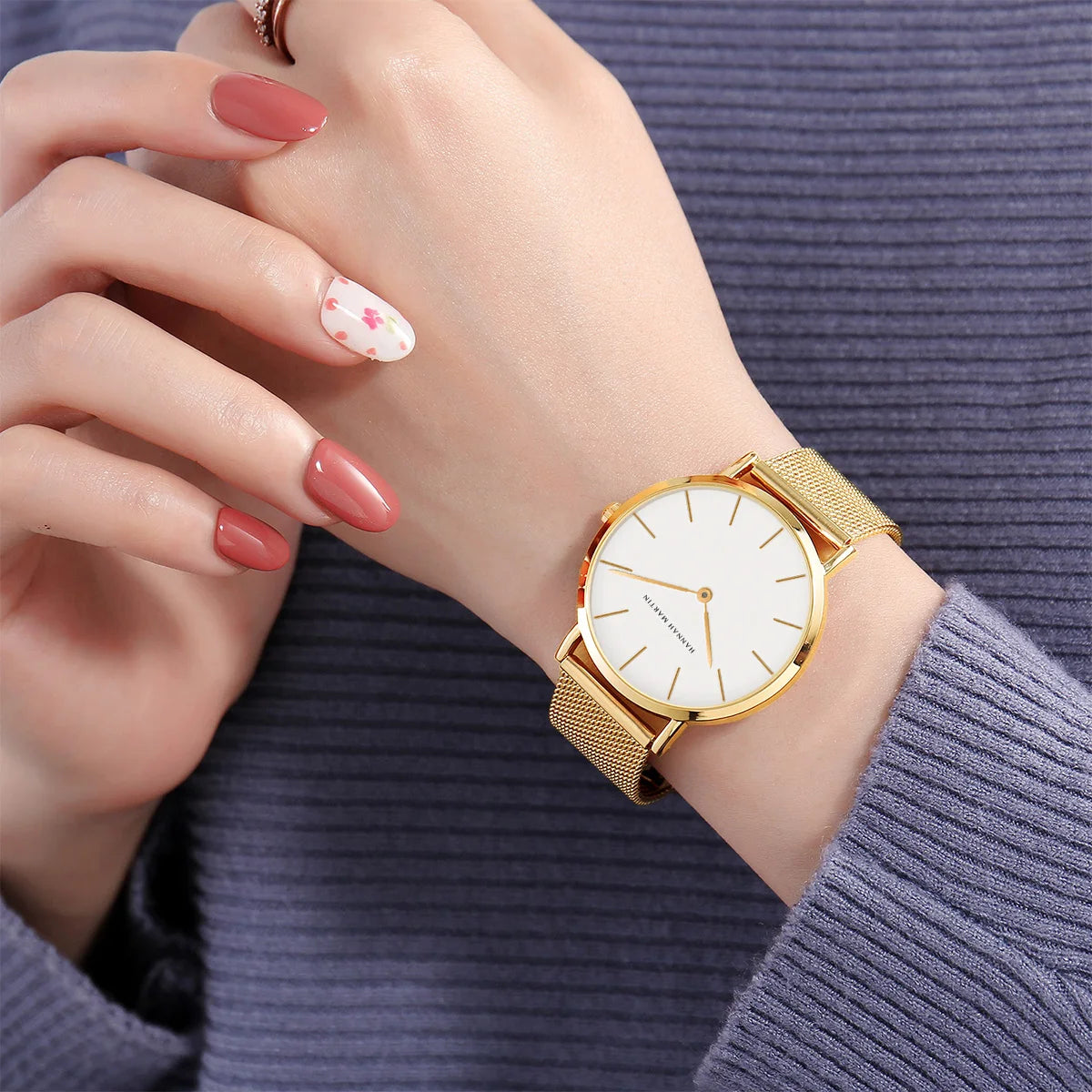 HANNAH MARTIN Women Watch Nordic Minimalist Japan Quartz Movement 3Bar Waterproof Women 36mm Full Rose Gold Dropshipping Watches