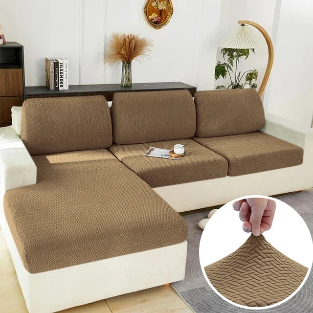 Elastic Sofa Cover for Living Room Jacquard Solid Sofa Seat Cover Grey Washable Seat Cushion Cover Furniture Protector Sectional