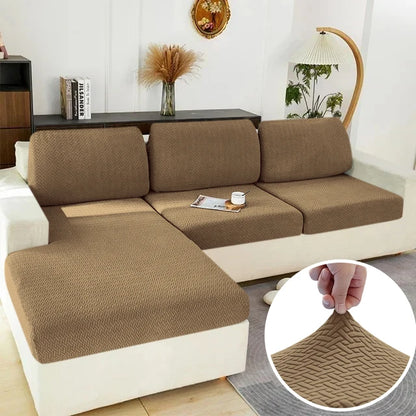 Elastic Sofa Cover for Living Room Jacquard Solid Sofa Seat Cover Grey Washable Seat Cushion Cover Furniture Protector Sectional