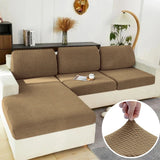 Elastic Sofa Cover for Living Room Jacquard Solid Sofa Seat Cover Grey Washable Seat Cushion Cover Furniture Protector Sectional