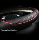 All Seasons Leather Diamond Steering Wheel Cover Universal Fit for 14 .5-15 Inch Durable Leather Cover Anti-Slip Veins Design