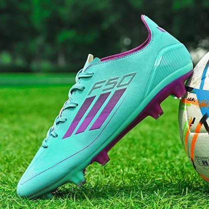 Botas de fútbol de entrenamiento para hombre, botas de fútbol para césped artificial, botas de fútbol profesionales unisex para exteriores, antideslizantes, transpirables para fútbol sala