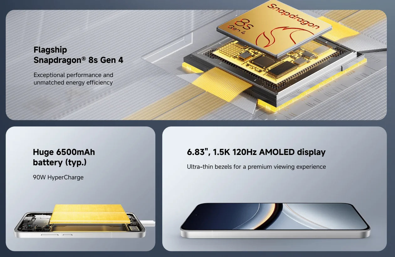 POCO F7 5G NFC Snapdragon Smartphone®8S Gen 4 Battery 6500mAh 90W 6.83 1.5 K 120Hz AMOLED Camera 50MP
