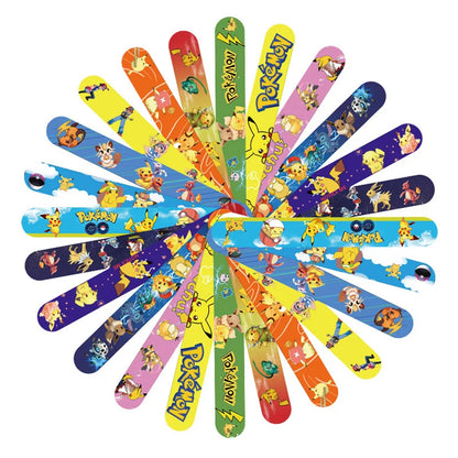 3/6/12pcs Pokemon Bracelets Pikachu Figures Anime Wristband Child Slap Band Puzzle Toys Boys Girls Birthday Party kids toy Gifts