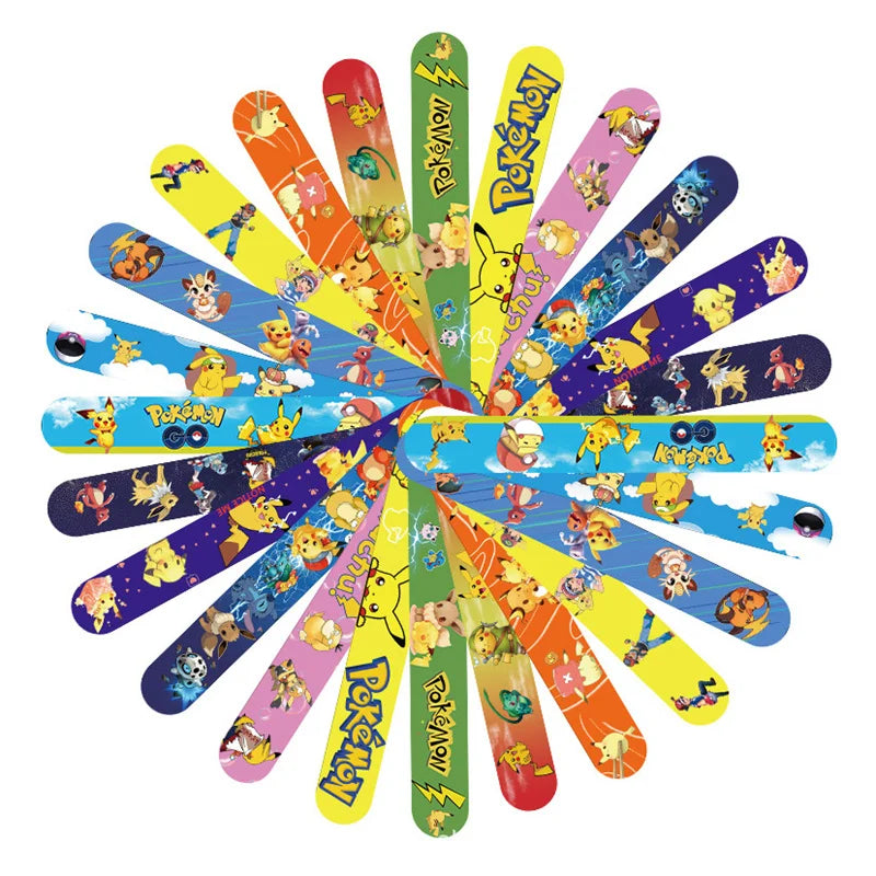 3/6/12pcs Pokemon Bracelets Pikachu Figures Anime Wristband Child Slap Band Puzzle Toys Boys Girls Birthday Party kids toy Gifts