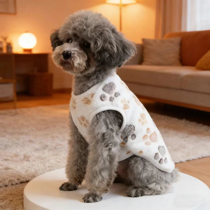Flannel Dog Clothes Pet Clothes for Small Medium Dogs Soft Puppy Vest Cute Paw Print Chihuahua Coat Yorkshire Vest Pet Costume