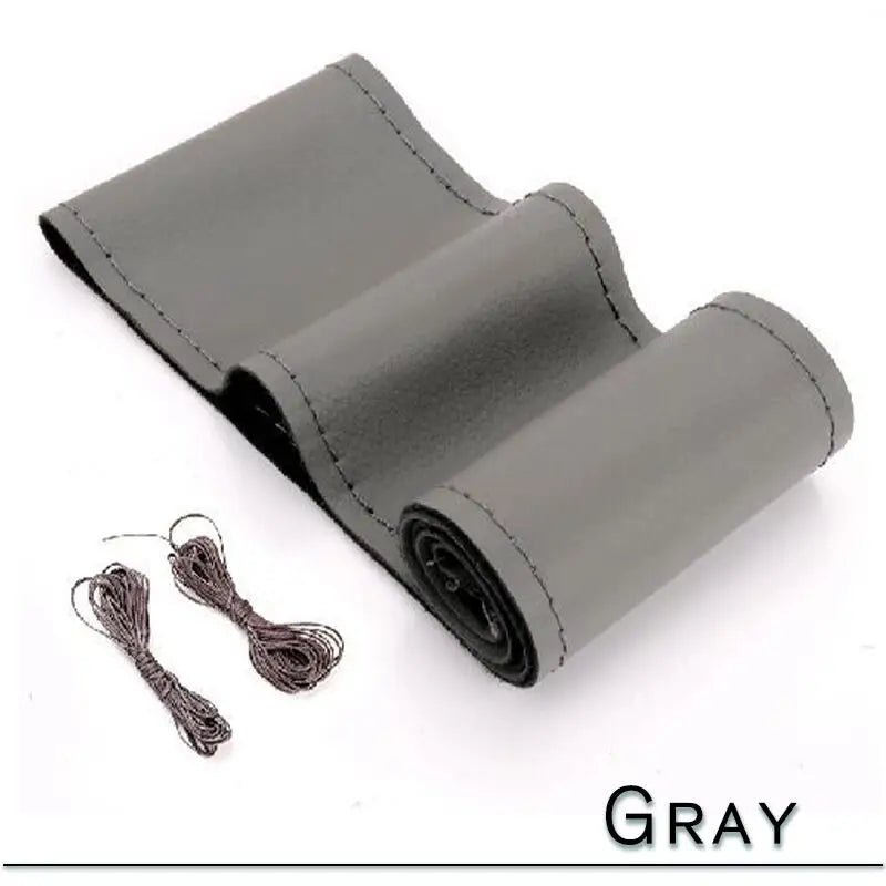 38cm 15inch Car Steering Wheel Braid Cover Artificial leather Needles And Thread Soft Non-slip Auto Interior Accessories Kits