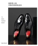 Crocodile Pattern Leather Shoes Business Oxford Footwear Men's Brogue Dress Shoes Leather Formal Shoes for Men Bullock Shoe 2024