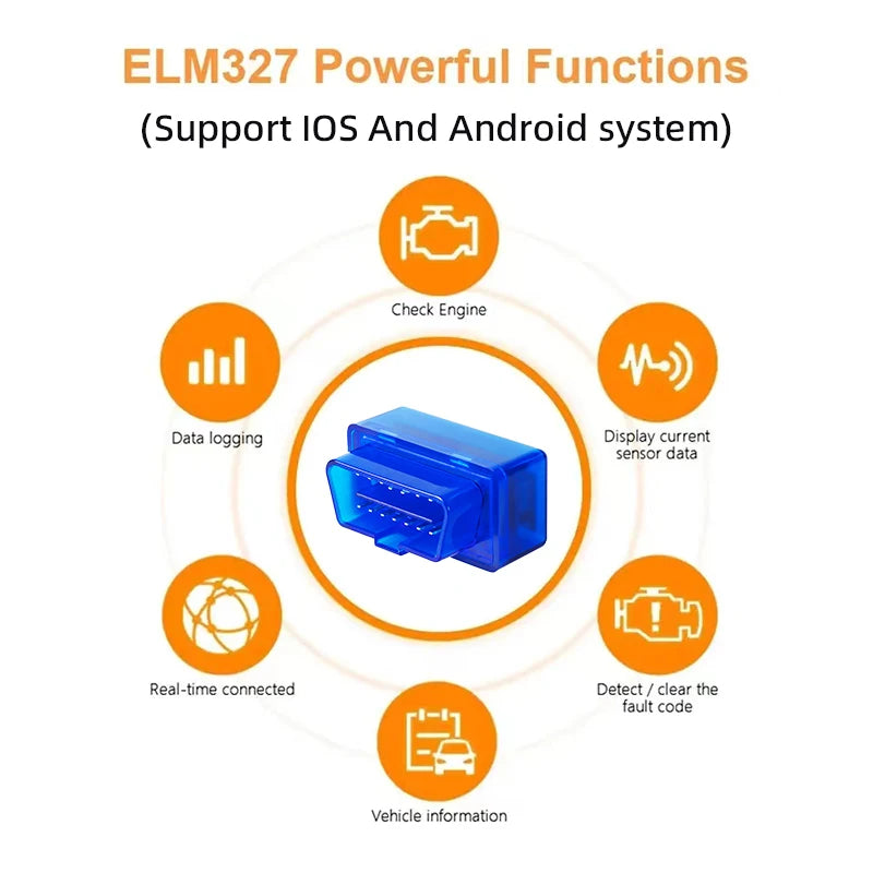 Mini ELM327 V2.1 OBD2 Scanner Code Reader For Android /IOS Bluetooth Car Diagnostic Tool Automotive Fault Detector