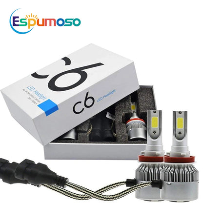 2 bombillas LED C6 H7 para faros delanteros de coche, H10, H4, H8, H9, H11, H13, 9004, 9005, 9006, 9007, 880, H27.