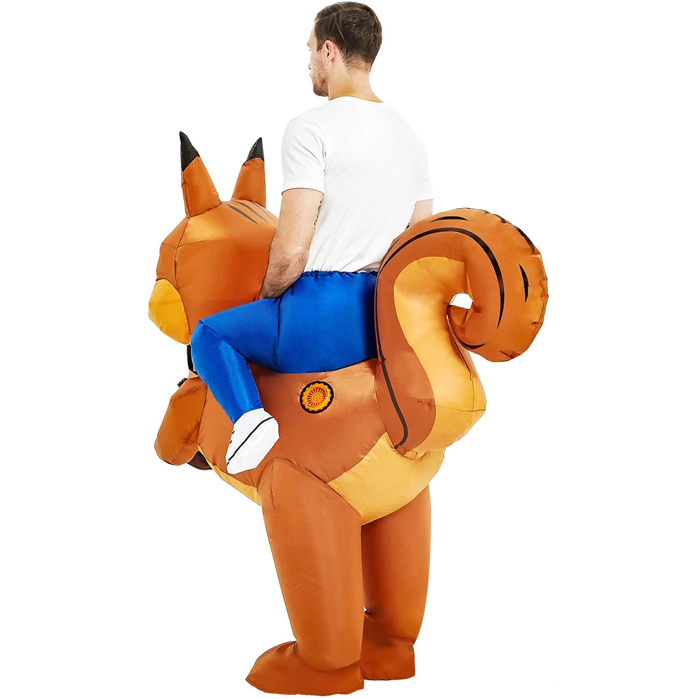 Adult Rooster Inflatable Costume Funny Unicorn Elk Animals Inflatable Suit Halloween Carnival Half Body Blow Up Suit for Cosplay