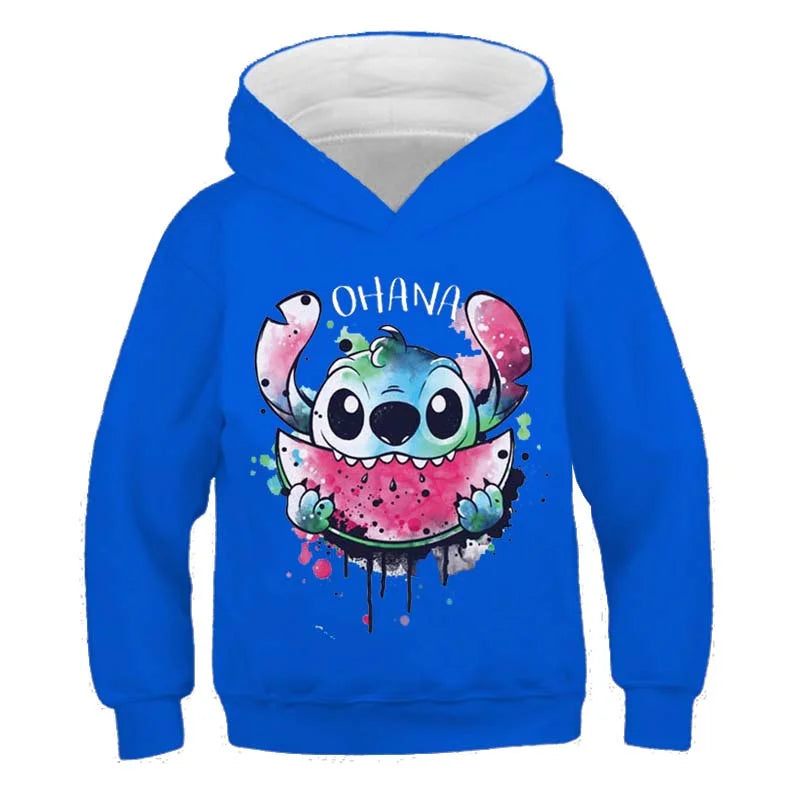 New Stitch Hoodies Girls Sweatshirt Autumn And Winter Long Sleeve Harajuku Pullovers Disney Series Stich Casual Hooded Tops