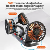 Car Fan 360° Adjustable 3 Head Air Fan Automotive Electric Fan USB/12V/24V Fan 2 Speeds Car Silent Fan For Home Desk Office&amp;Car