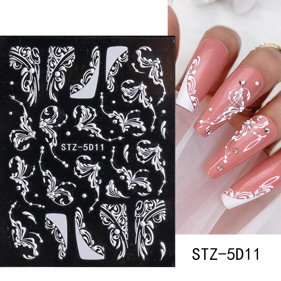 Stickers for Nails Marine Punk Black Line Design Art Slider Party Cool Decoration Adhesive Decal Emboss DIY Manicure Accessories