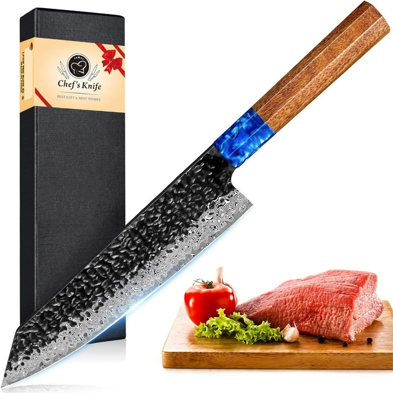 Damascus Chef's Knife Professional 67 Floors Vg-10 Japanese Kitchen Knife Chef's Meat Cleaver Knives For Kitchen  Wooden Handle
