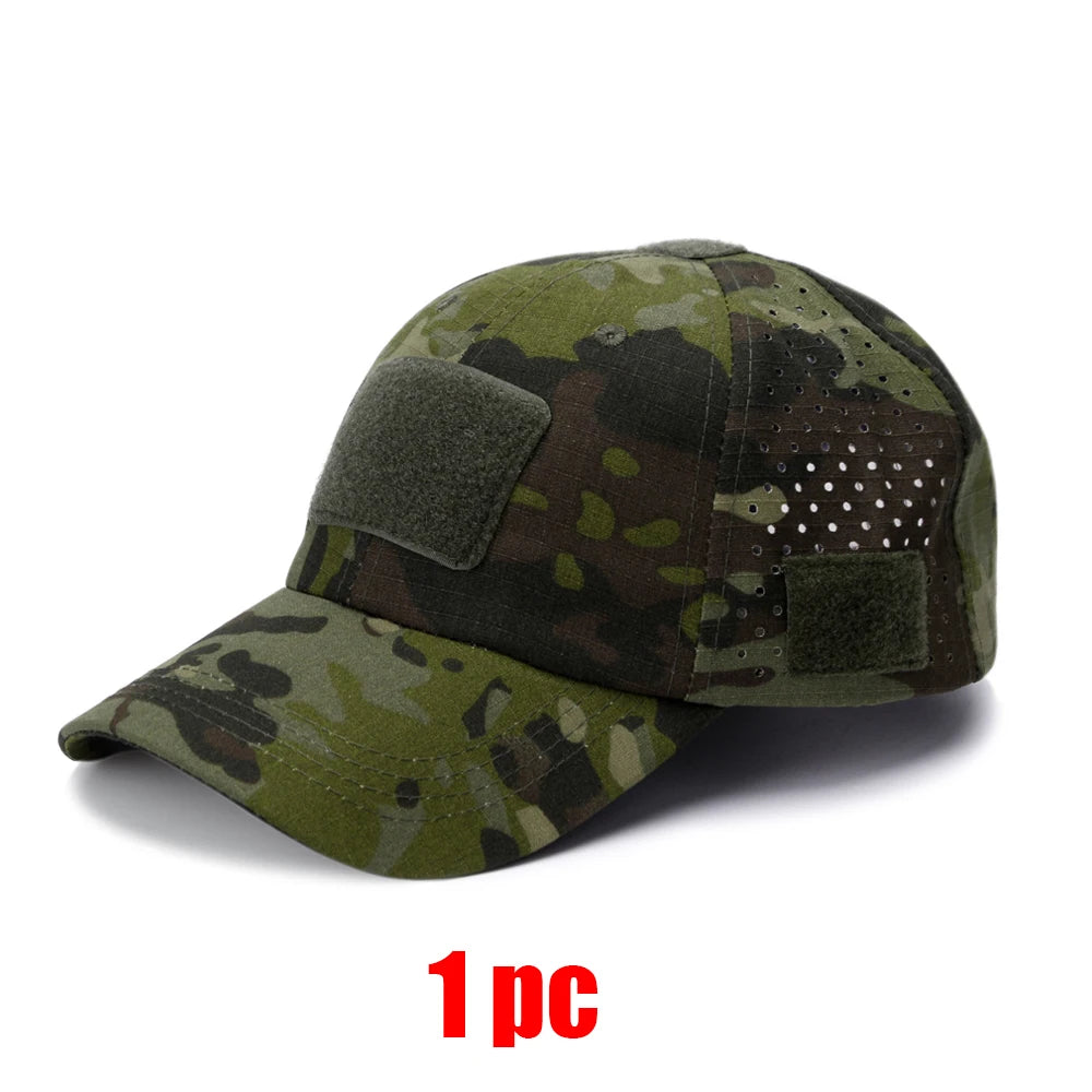 1/2pcs New Men's Camouflage Baseball Cap Breathable Sunscreen Hat Outdoor Sports Hunting Hiking Camping Beach Fishing Sun Hat