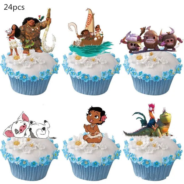 Disney-Moana Birthday Party Decorations, Balloons, Disposable Tableware, Cup, Plate, Baby Shower Toys, Celebration Supplies 