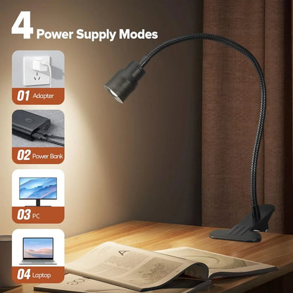 Zoomable led luzes de leitura braçadeira usb livro luz flexível pescoço de ganso ler luz da noite ajustável livro lâmpada studing lâmpada de leitura