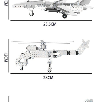 Children DIY Metal 3D Assembly Building Blocks Aircraft Warship Model Screw Nut Metal Toys Adult High Difficult Puzzle