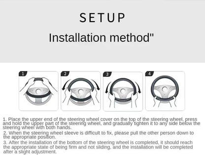 Perforated Nappa Leather Car Steering Wheel Cover Warm in Winter and Cool in Summer, Universal 15 Inch,  Anti-Slip, Odorless