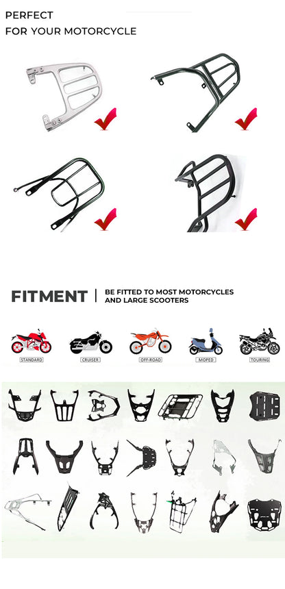 KEMIMOTO 45L/55L/65L Motorcycle Aluminum Case Tail Box Trunk with backrest Universal Top Tail Rear Luggage Tool Storage Box