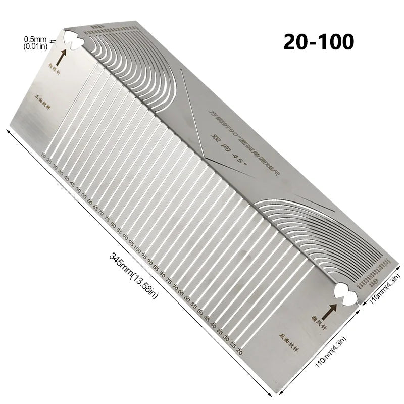 90 Degree Square Steel Bending Ruler Right Angle Arc Bending Drawing Line Ruler Building Parallel Line Drawing Cutting Marking