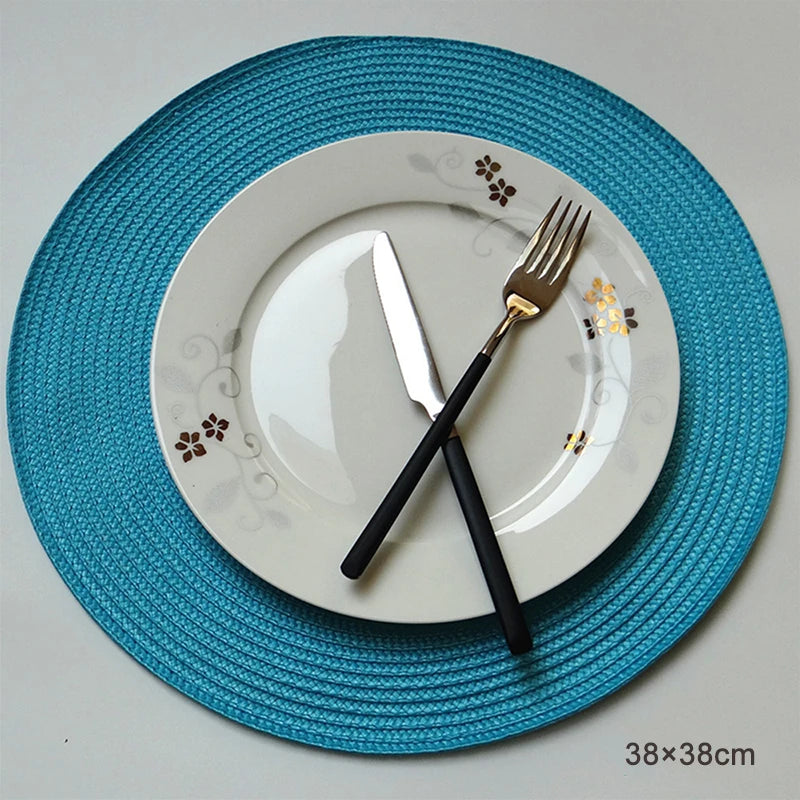 Round Placemats Set  Braided Circle Place Mat Washable Table Mats for Kitchen Dining Table Mixed Color Non-Slip Place mats