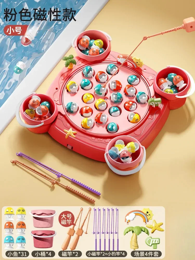 Kids Magnetic Fishing Play for Children Electric Fishing Toy Have Music Spinning Game Fish Rod Education Baby 3 Year Gifts