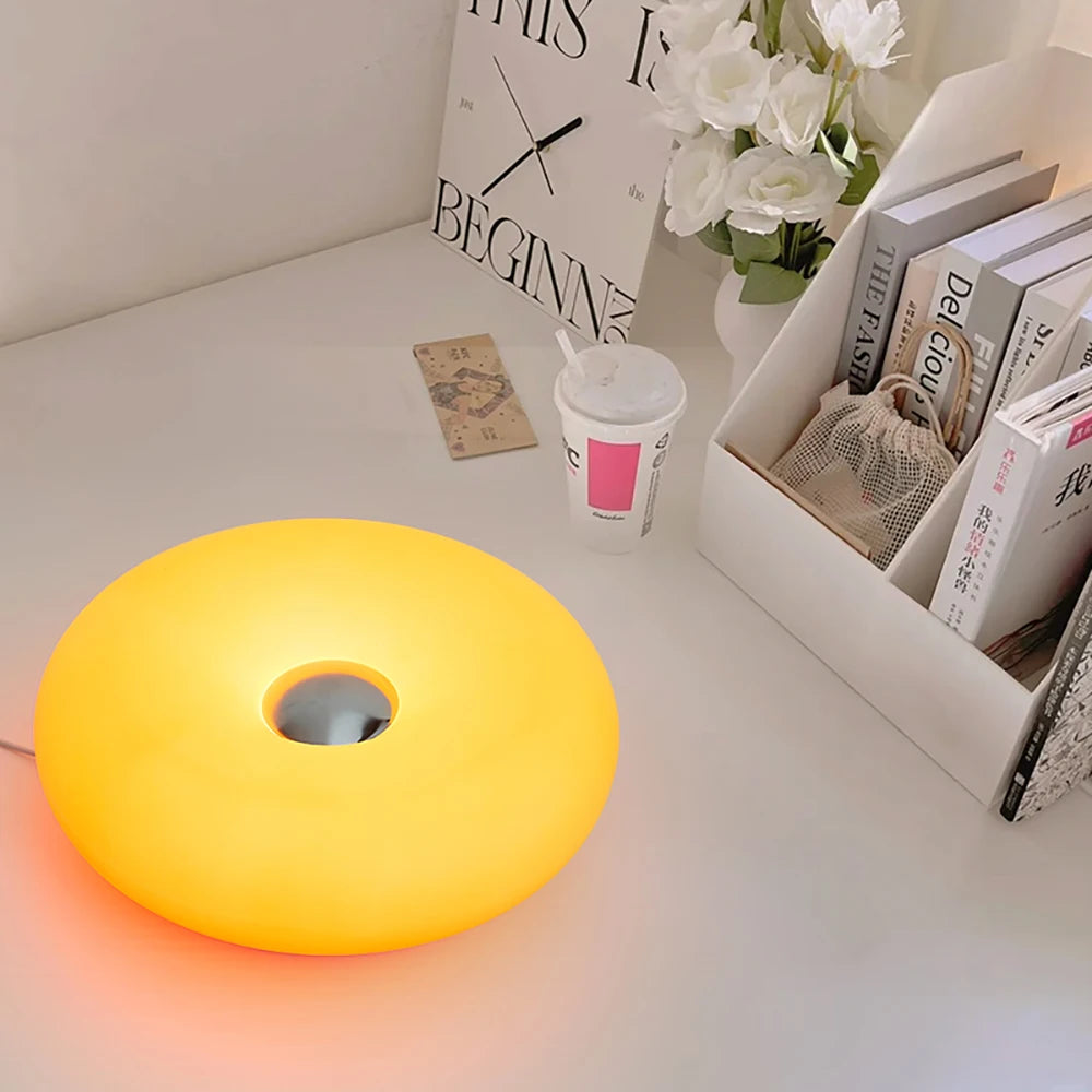 Bauhaus table lamp USB plug bedroom bedside lamp living room dining room decoration donut ambient light (Not glass)