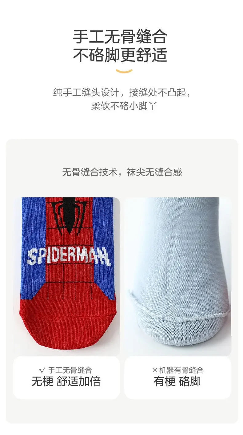 Disney Socks Kids Baby Socks Spiderman Cartoon Anime Hero Cotton Boys Tube Sock Children Autumn Winter Kids Socks Random 1pairs