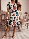2024 Spring and Summer Cross-border Europe and America New Large Women's Fashion V-neck Shirt Dress Plus Size