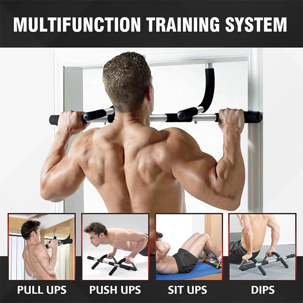 Barra de dominadas para puerta, portátil, para entrenamiento de la parte superior del cuerpo, para interiores, multifuncional, para colgar, entrenador de fitness, equipo para el hogar