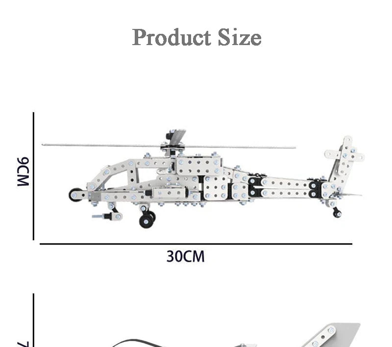 Children DIY Metal 3D Assembly Building Blocks Aircraft Warship Model Screw Nut Metal Toys Adult High-Difficulty Puzzle
