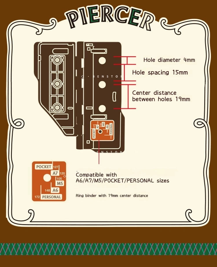 3-Hole 4mm Card Hole Punch Limited Edition Loose Leaf Notebook M5/A7 Portable Binder Punching Machine Office Supplies For 1paper