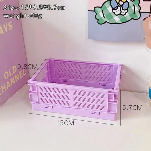 6-Color Organizing Storage Baskets Case Folding Student Desktop Basket Tape Stationery Plastic Foldable Container Storage Box