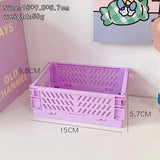 6 Color Organizing Storage Baskets Case Folding Student Desktop Basket Tape Stationery Plastic Foldable Container Storage Box