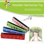 Armónica de madera de 16 agujeros con animales de dibujos animados, instrumento musical de juguete pintado, juguetes educativos tempranos para niños, regalos