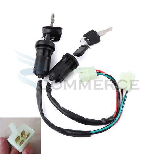 Motorcycle Electric Door Lock 4 Male Plug Ignition Key Switch For 50cc 110cc 125cc 150cc 250cc ATV QUAD Dirt Bike Accessories