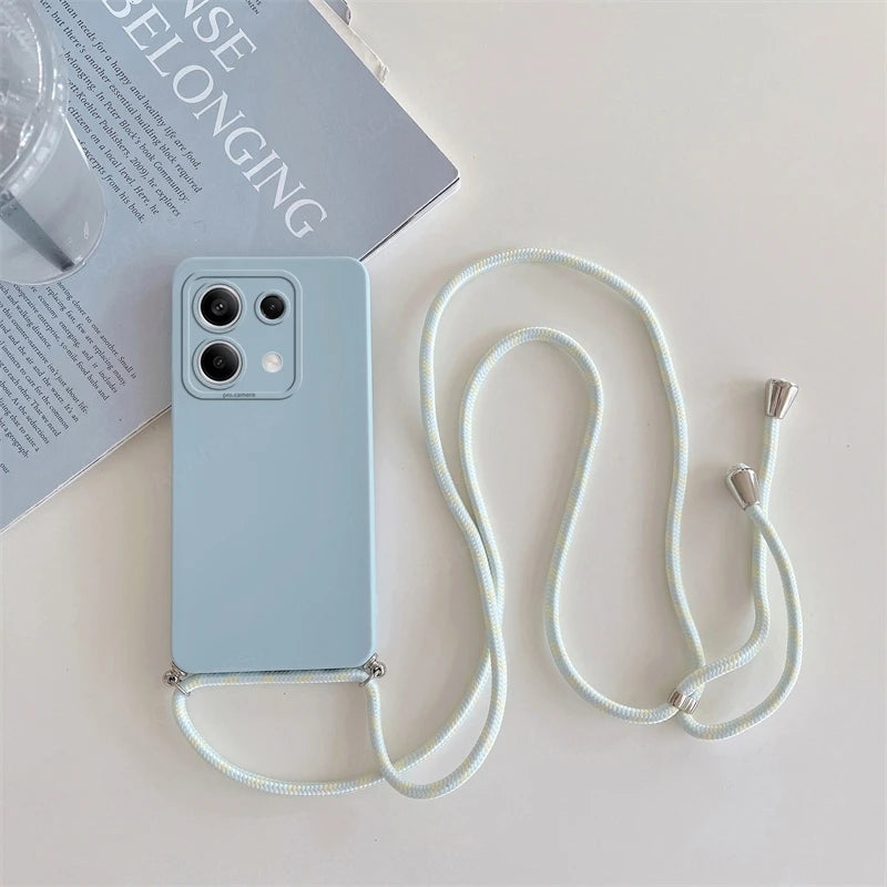 Funda con cordón cruzado para Xiaomi Redmi Note 13 Pro Plus 4G 5G, funda trasera de silicona con cordón para Poco X6 M6 Pro, Note 13 Pro y MX 6 X6 Pro