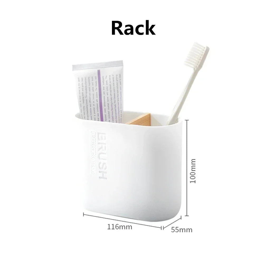 Juego de accesorios de baño, dispensador de loción y jabón de diseño, soporte para cepillo de dientes, jabonera, vaso o botella de madera, taza, negro, blanco y gris.