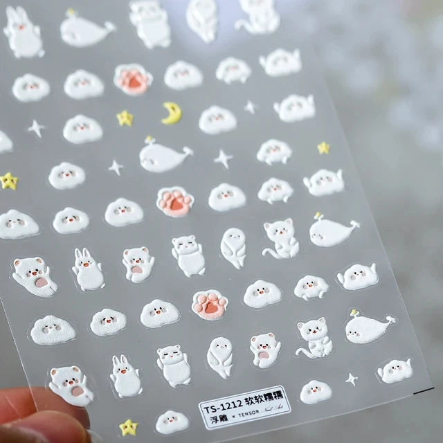 Lovely Red Fox Cartoon 5D Soft Reliefs Self Adhesive Nail Art Stickers Cute 3D Nail Decoration Decals Wholesale Dropshipping
